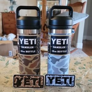 NWT YETI Rambler 18 oz Bottles (Set Of 2) Wetlands & Blue Camo Limited Edition